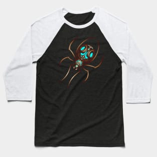 Copper and Blue Tribal / Tattoo Art Spider Baseball T-Shirt